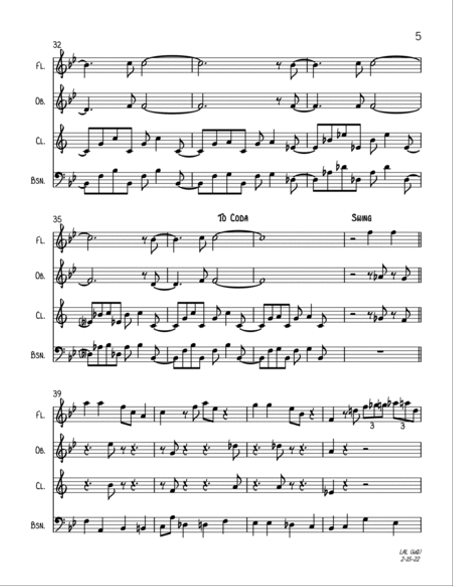 Linus And Lucy Linus And Lucy Woodwind Quartet scores gallery preview page 5