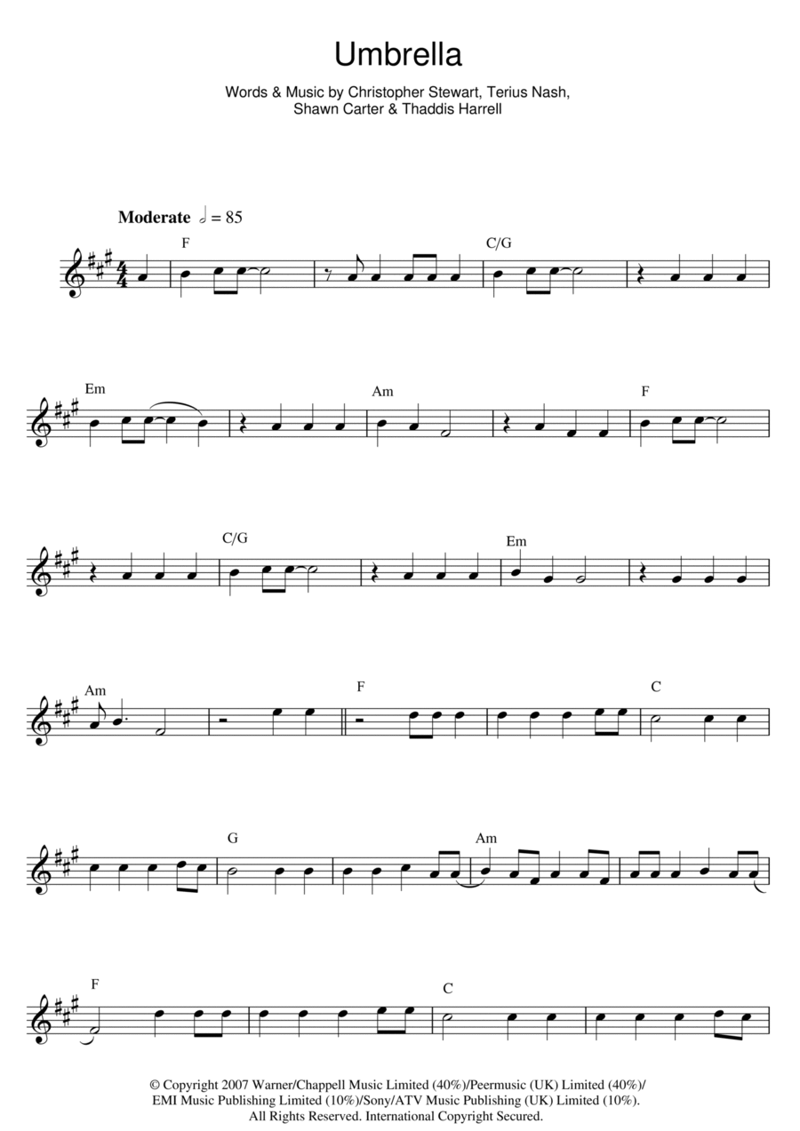 Umbrella Piano scores gallery preview page 1