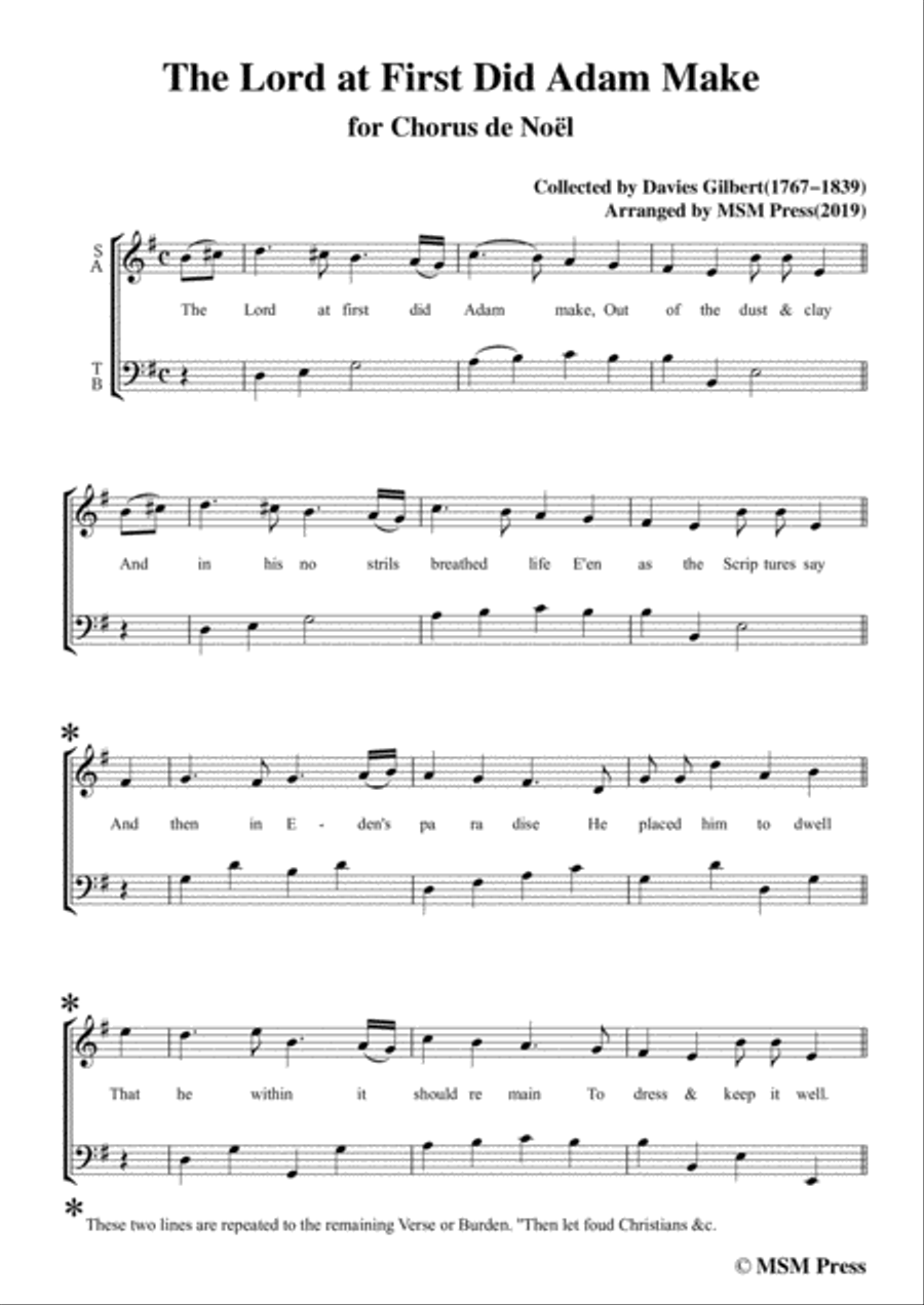 Gilbert-Christmas Carol,The Lord at First Did Adam Make,in e minor 4-Part scores gallery preview page 3