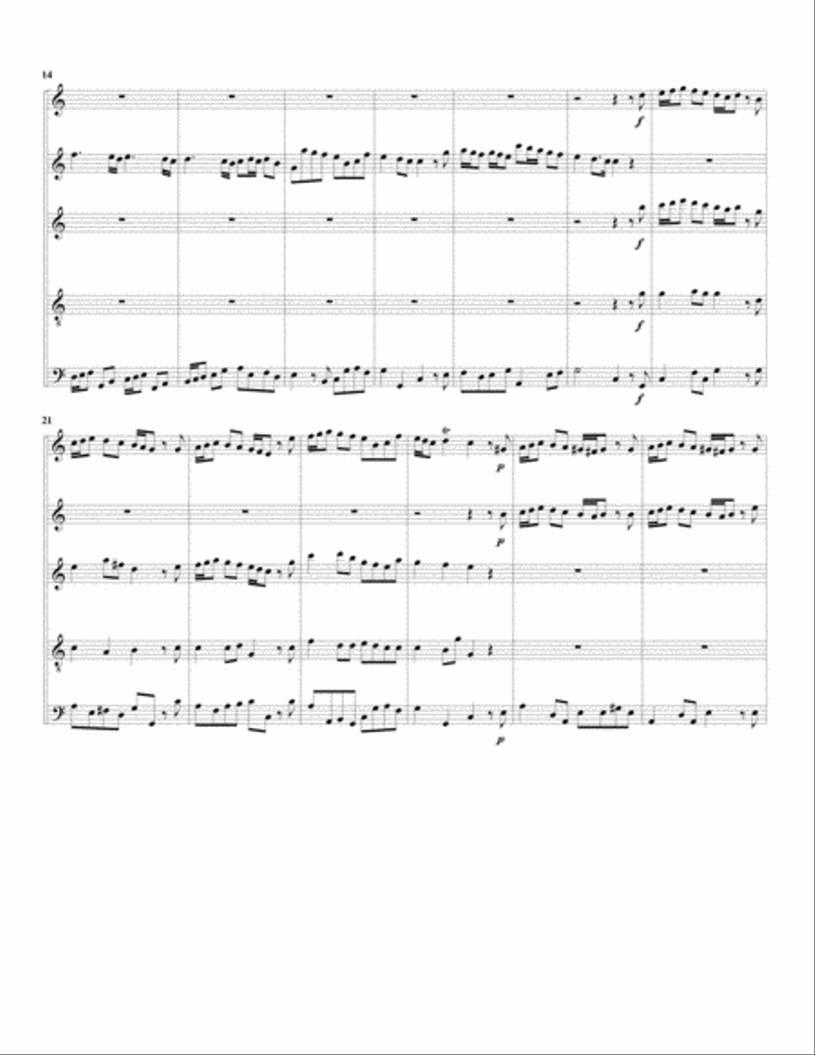 Aria: All' alma fedel amore placato from Alcina (arrangement for 5 recorders) Recorder scores gallery preview page 2