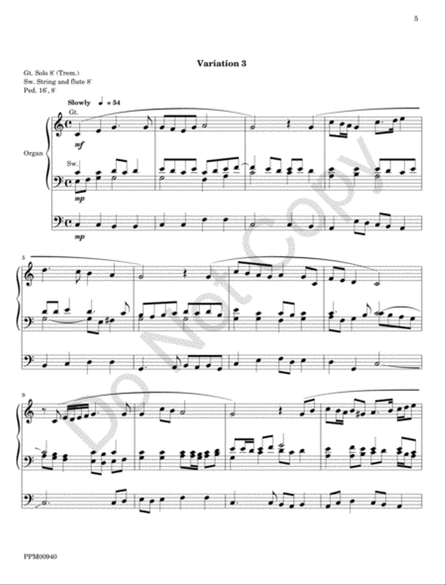 Variations on Sleepers Wake! Organ Solo scores gallery preview page 9