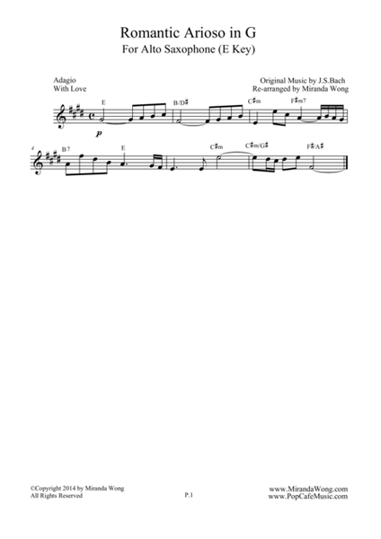 Romantic Arioso in G - Alto Saxophone Solo + Concert Key image number null