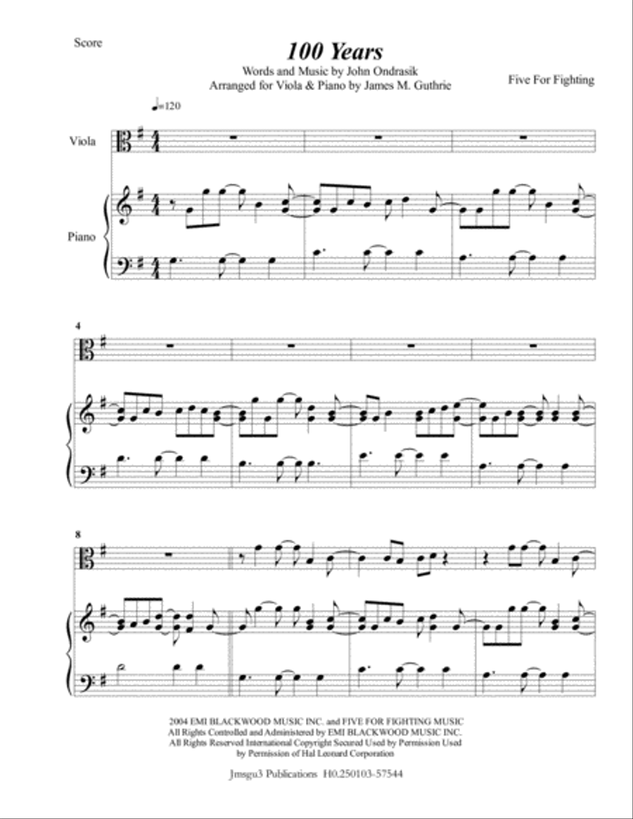 100 Years Viola scores gallery preview page 1