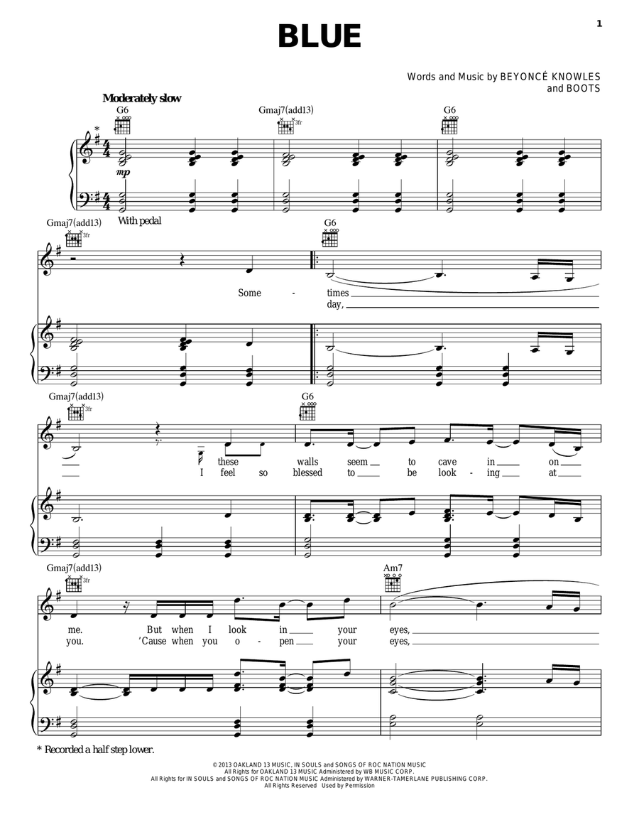 Blue Piano, Vocal, Guitar scores gallery preview page 1
