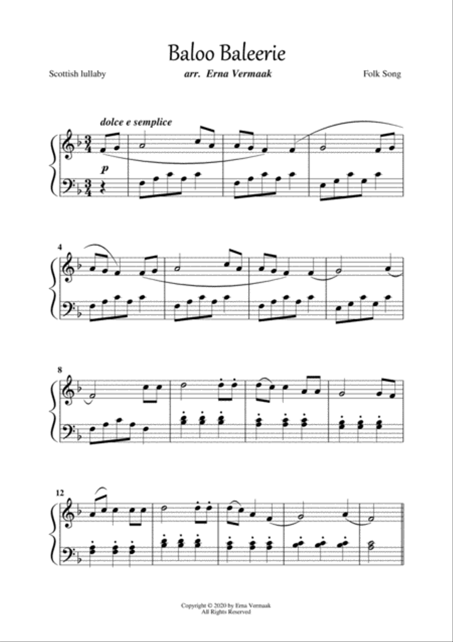 Baloo Baleerie Easy Piano scores gallery preview page 1