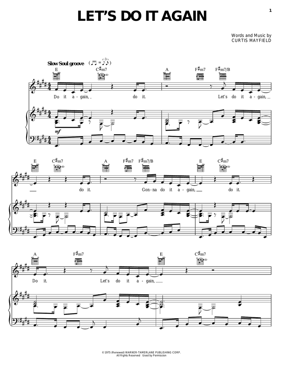 Let's Do It Again Piano, Vocal, Guitar scores gallery preview page 1