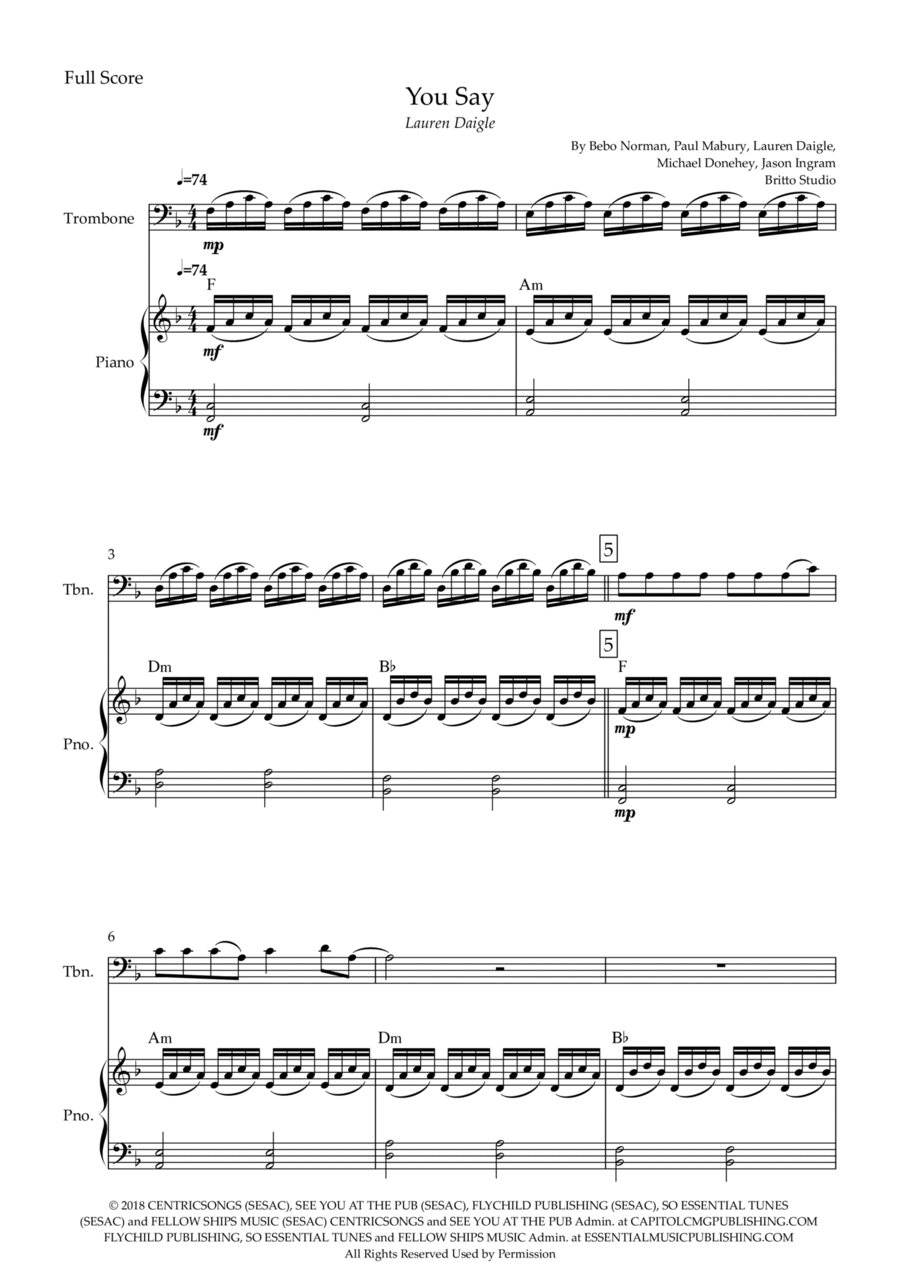 You Say Piano scores gallery preview page 1