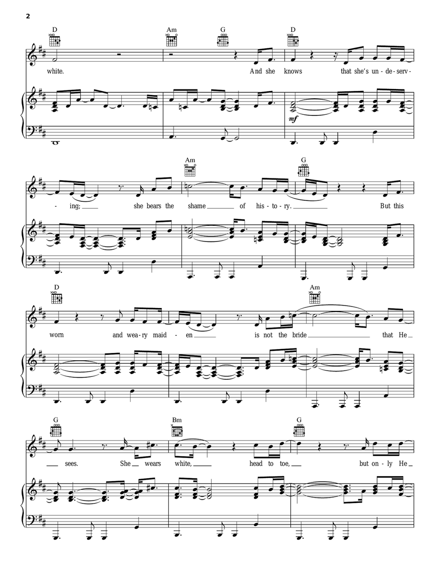 Wedding Day Piano, Vocal, Guitar scores gallery preview page 2