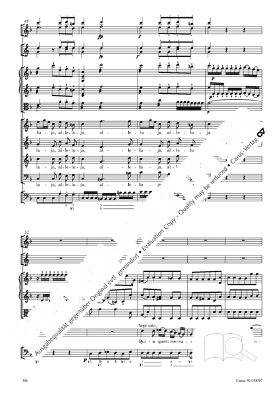 Regina coeli in B-Flat Major, K. 127 4-Part scores gallery preview page 67