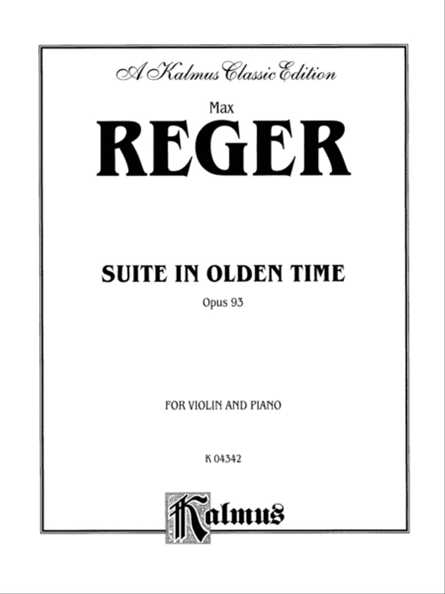 Reger: Suite in Olden Time, Op. 93 Violin scores gallery preview page 1
