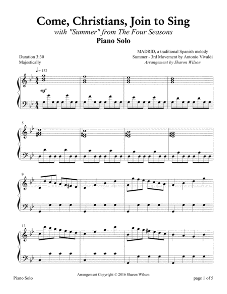 The Four Seasons Hymn Medleys: Come, Christians, Join to Sing Piano Solo scores gallery preview page 1