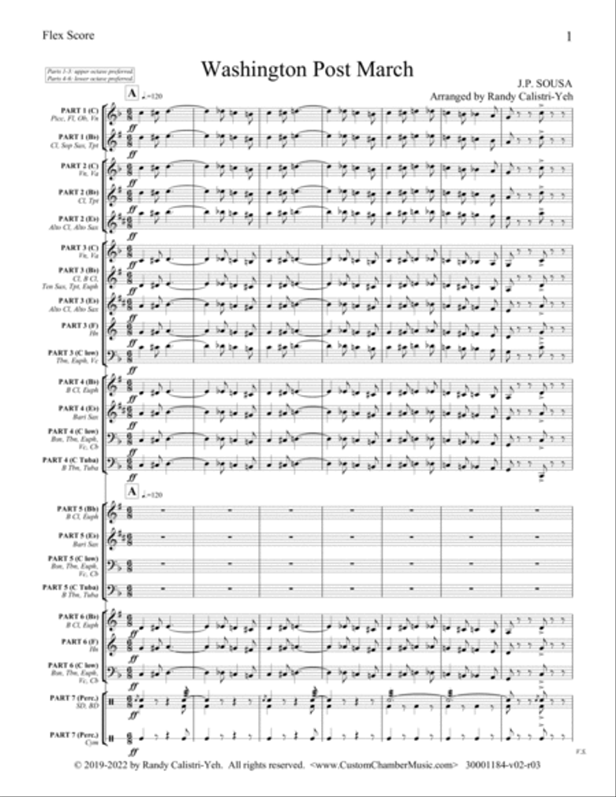 Sousa Washington Post March (Flexible Ensemble) Small Ensemble scores gallery preview page 4