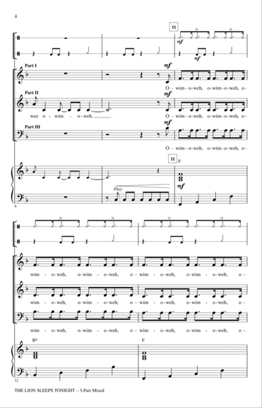 The Lion Sleeps Tonight 3-Part scores gallery preview page 2