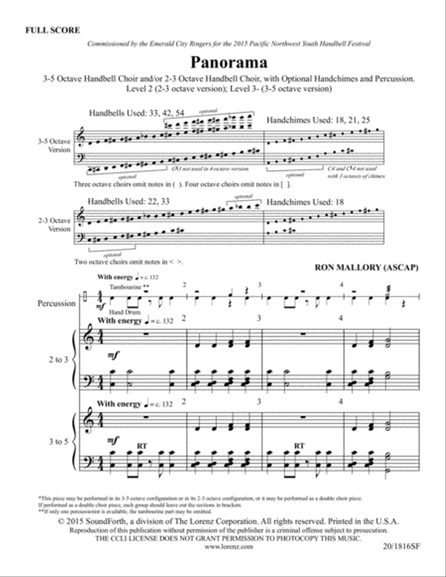 Panorama - Handbell and Percussion Score and Parts Handbell Choir scores gallery preview page 3