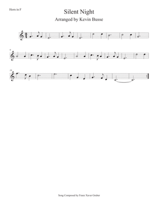 Silent Night (Easy key of C) Horn in F