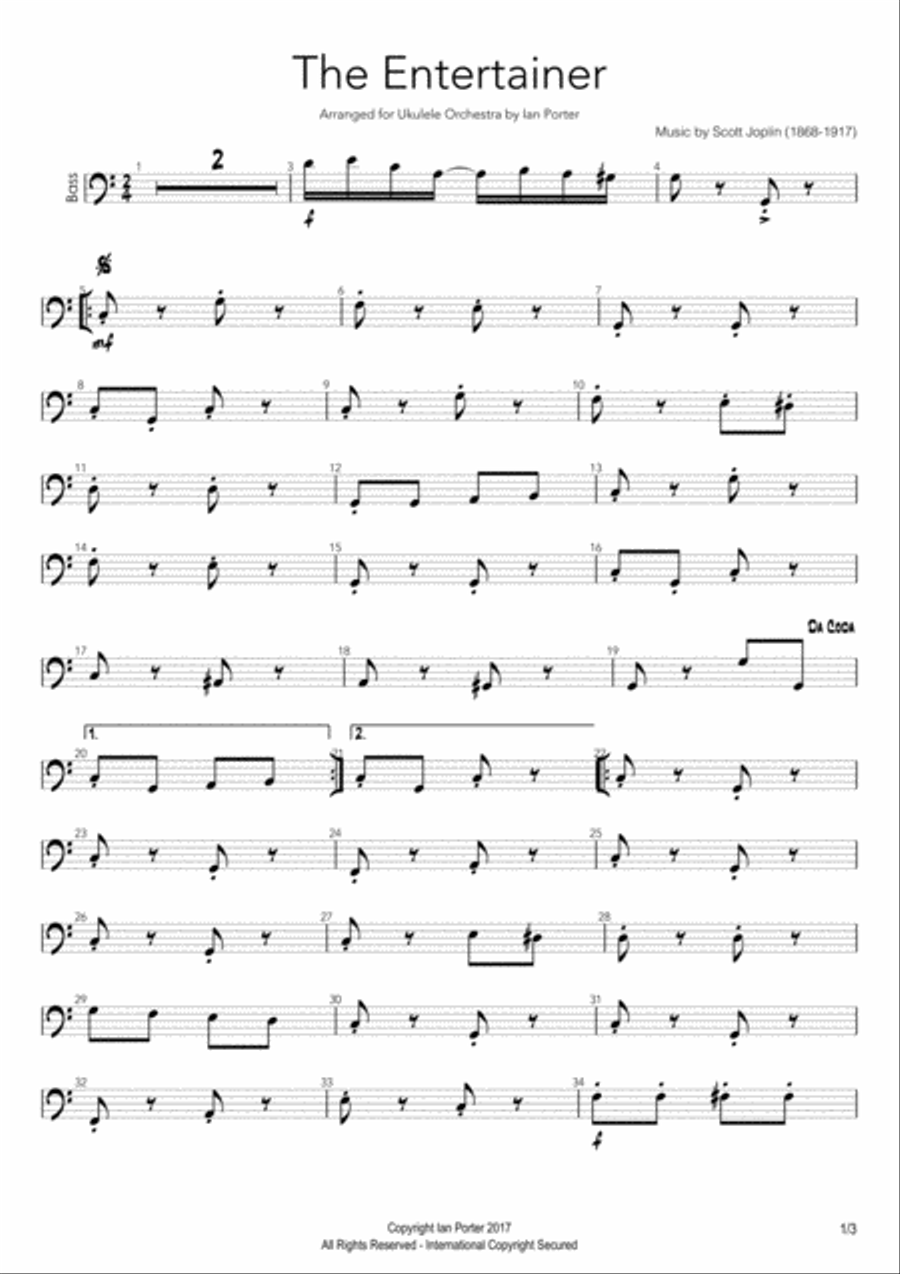 The Entertainer - Ukulele Ensemble Ukulele scores gallery preview page 1