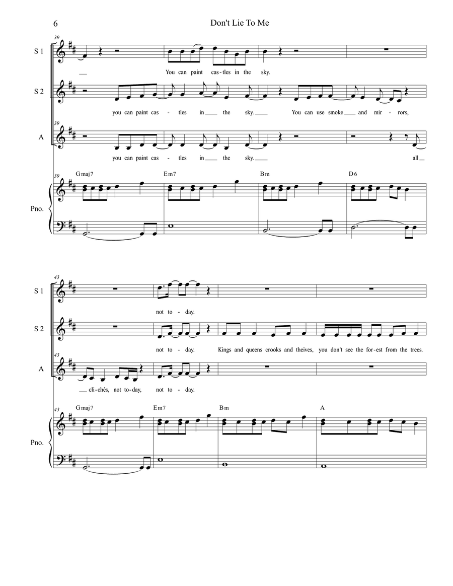 Don't Lie To Me SSA scores gallery preview page 6