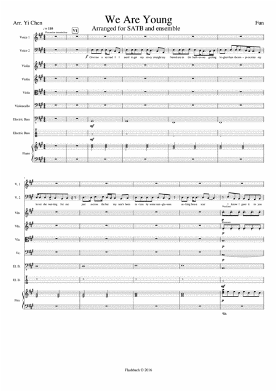 We Are Young Piano, Vocal, Guitar scores gallery preview page 1