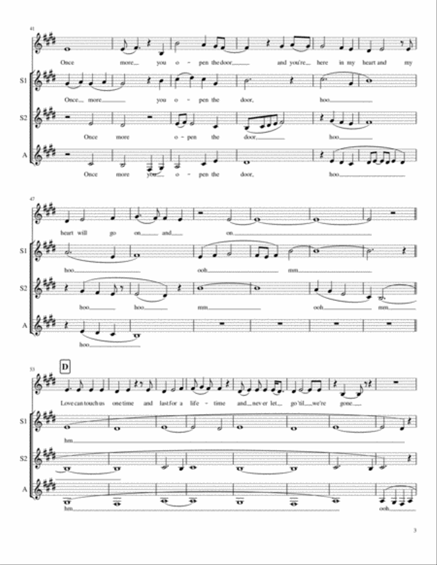 My Heart Will Go On (Love Theme from Titanic) SSA scores gallery preview page 3