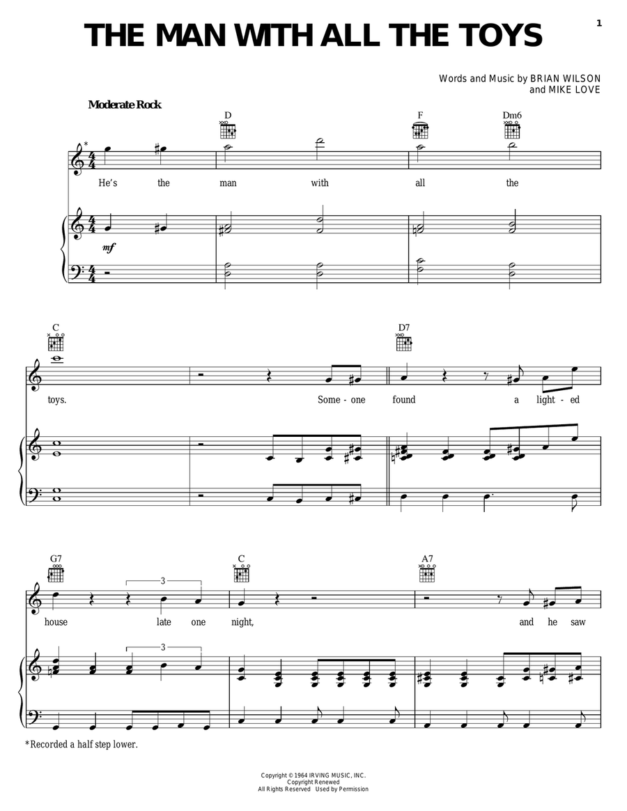 The Man With All The Toys Piano, Vocal, Guitar scores gallery preview page 1