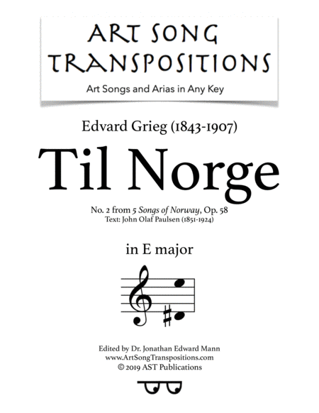 GRIEG: Til Norge, Op. 58 no. 2 (transposed to E major)