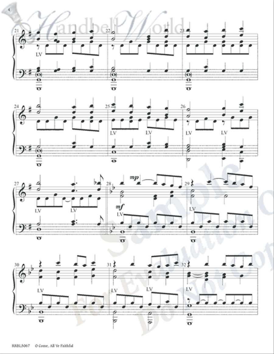 O Come, All Ye Faithful Handbell Choir scores gallery preview page 3