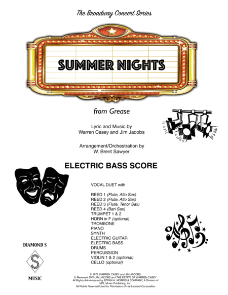 Summer Nights - ELECTRIC BASS Part image number null