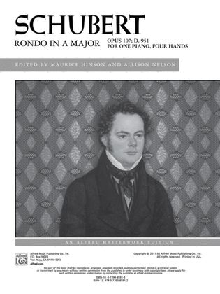 Book cover for Schubert: Rondo in A Major, Opus 107, D. 951 - Piano Duet (1 Piano, 4 Hands)