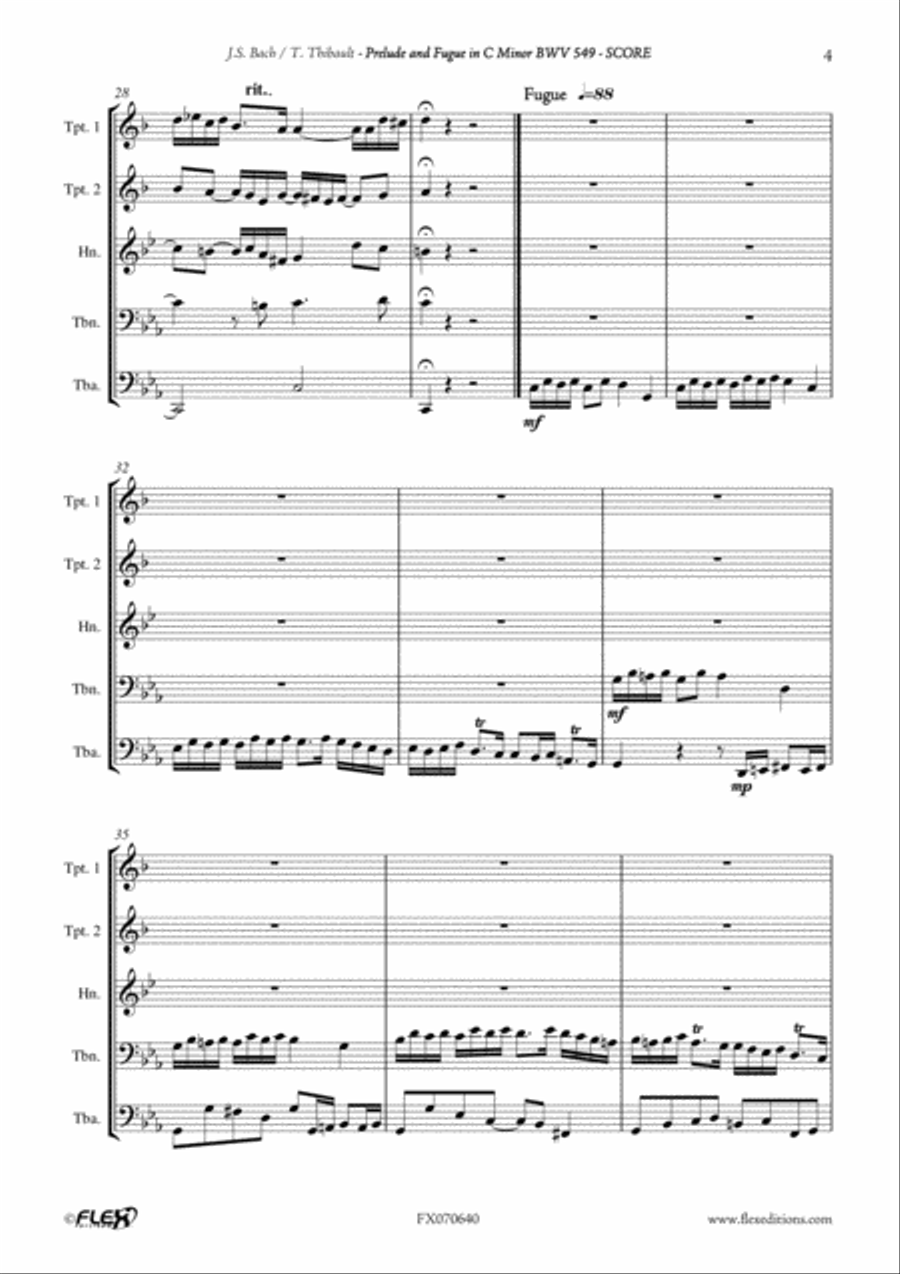 Prelude & Fugue in C Minor - BWV 549 Brass Quintet scores gallery preview page 5