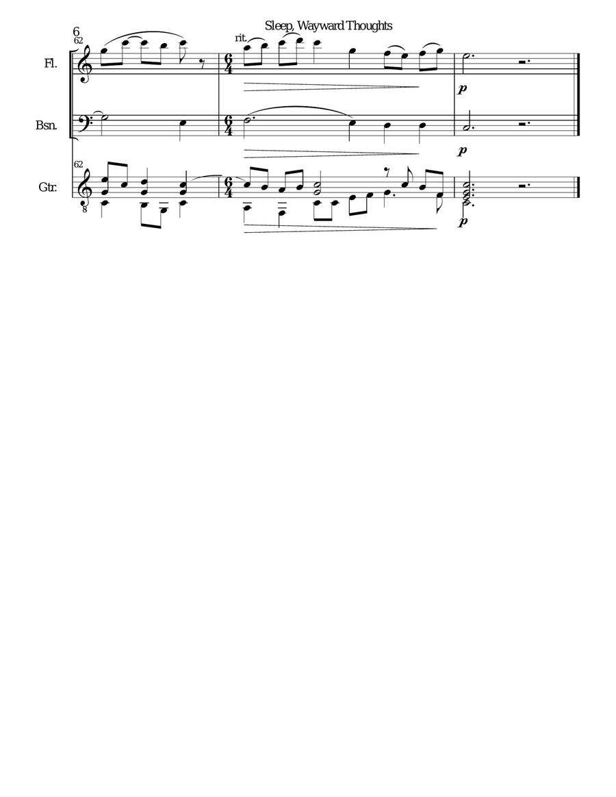 Sleep Wayward Thoughts for flute, bassoon and guitar Bassoon scores gallery preview page 6