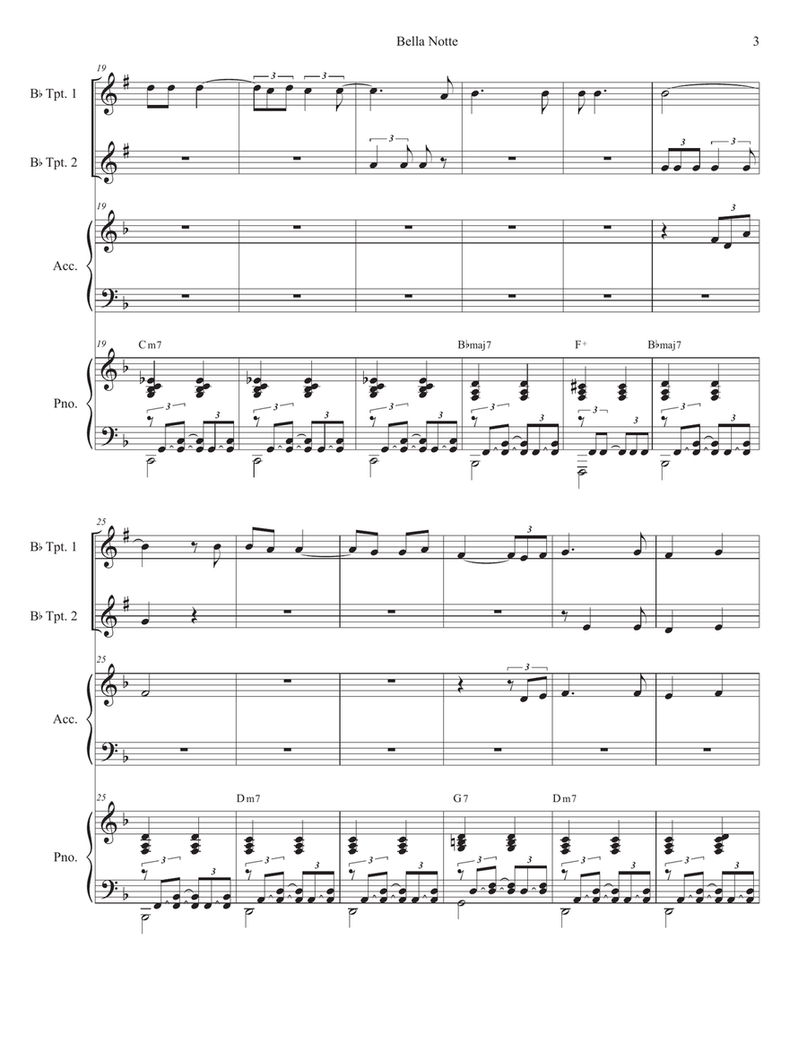 Bella Notte Trumpet Duet scores gallery preview page 3