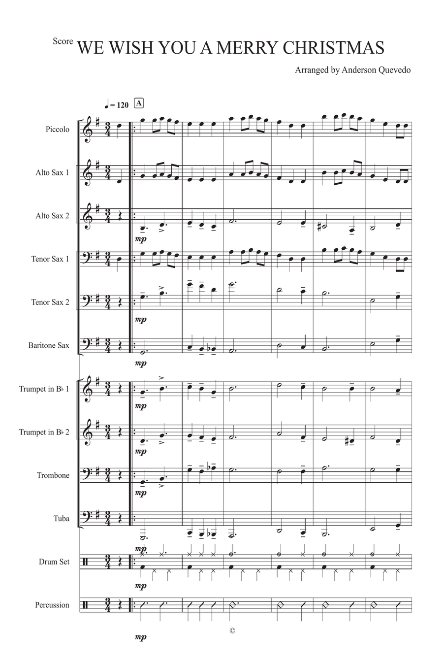 We Wish You a Merry Christmas For Jazz Band Jazz Ensemble scores gallery preview page 1