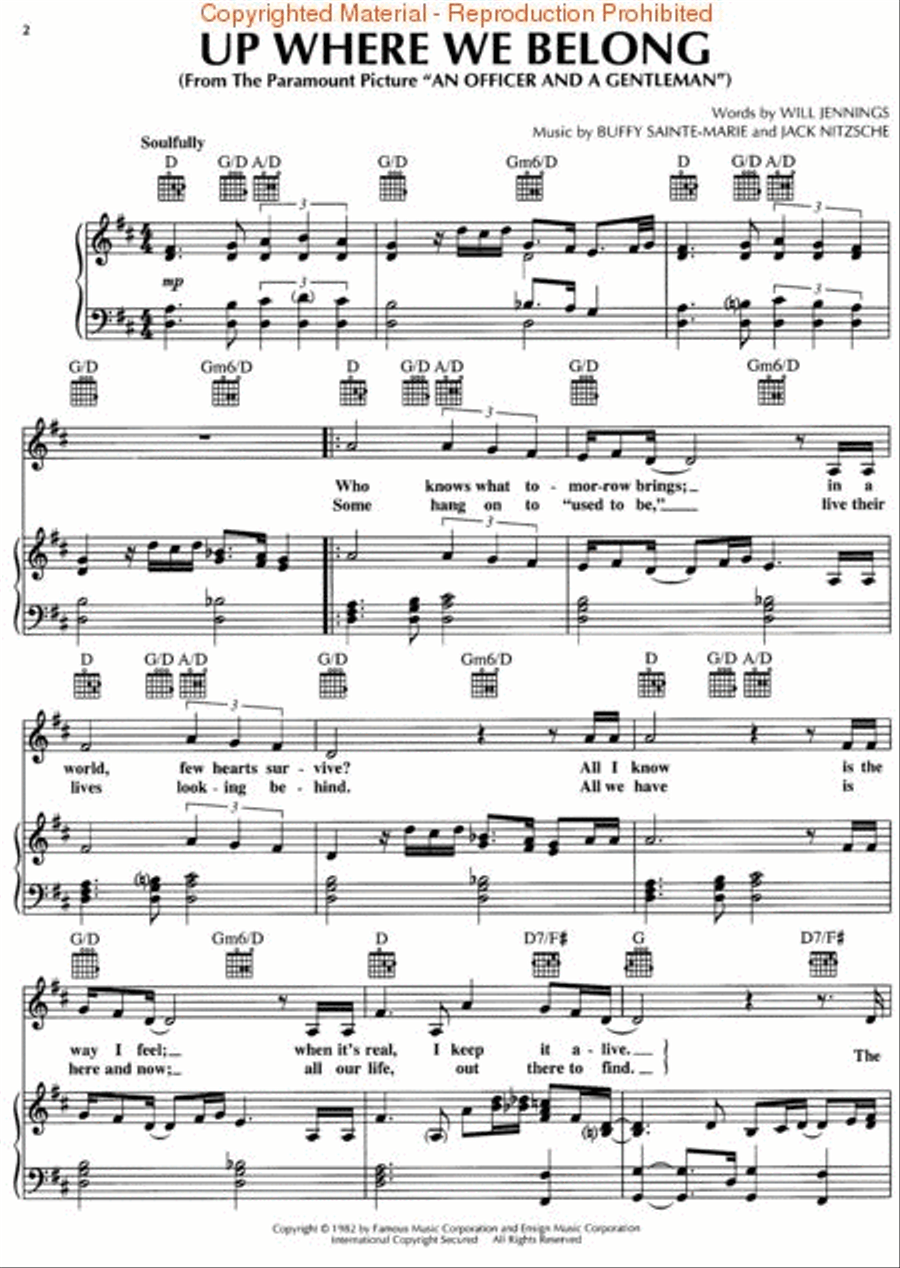 Up Where We Belong Piano, Vocal, Guitar scores gallery preview page 2