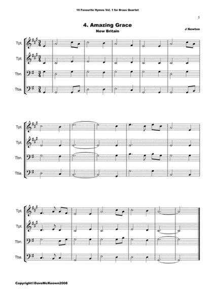 16 Favourite ﻿Hymns for Brass Quartet (Vol 1.) image number null