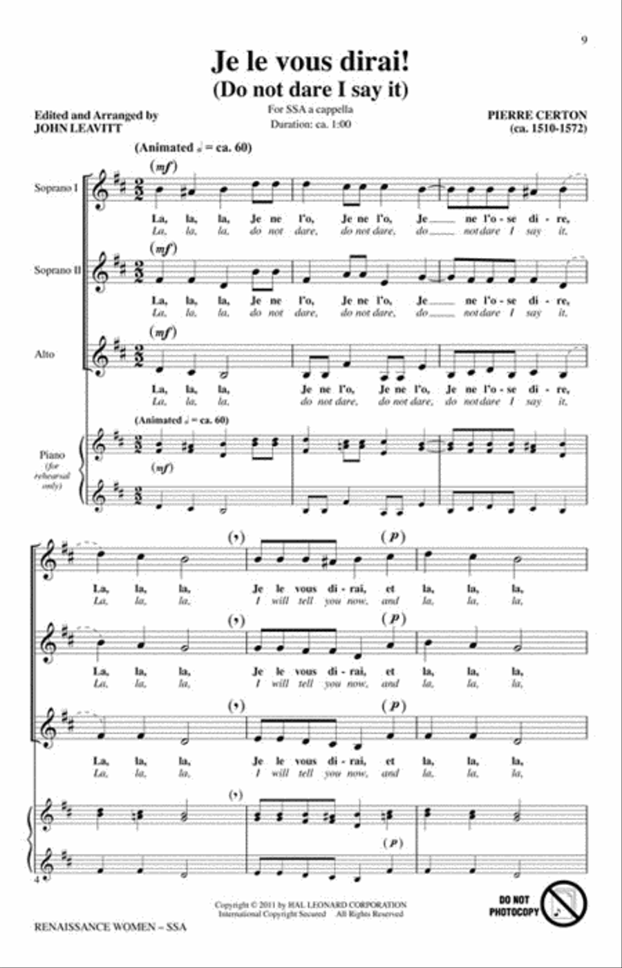 Renaissance Women Renaissance Women SSA scores gallery preview page 3