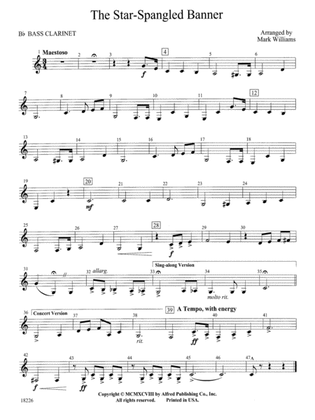 The Star Spangled Banner: B-flat Bass Clarinet
