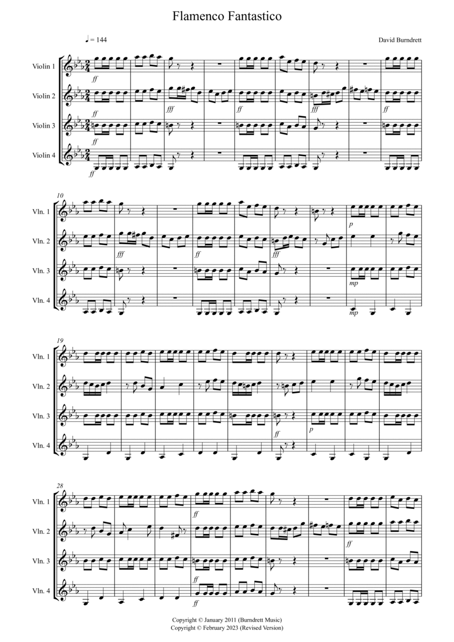 Flamenco Fantastico! for Violin Quartet Small Ensemble scores gallery preview page 1