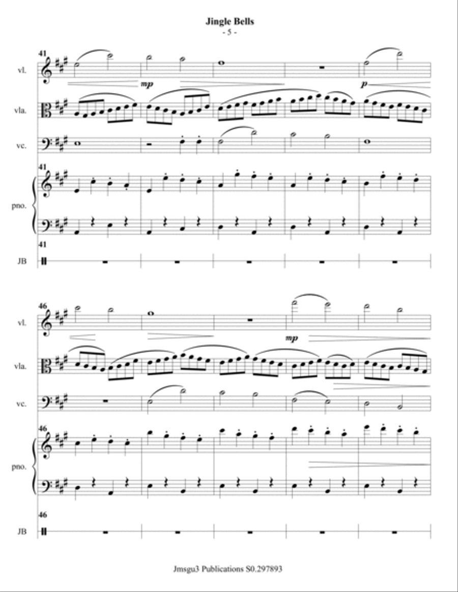 Jingle Bells for Piano Quartet Piano Quartet scores gallery preview page 5