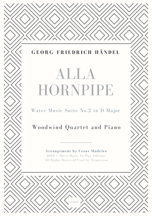 Book cover for Alla Hornpipe by Handel - Woodwind Quartet and Piano (Full Score and Parts)