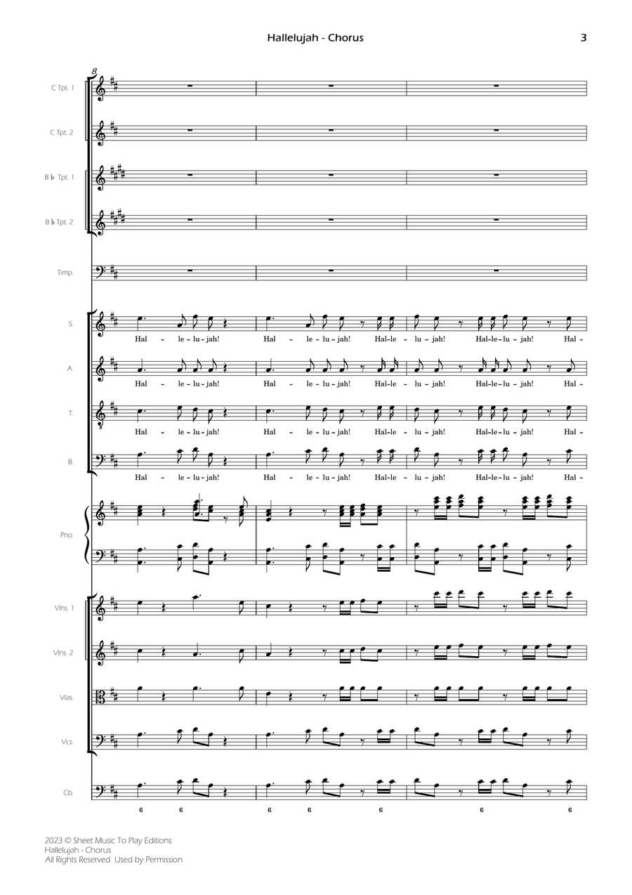 Hallelujah from Handel's Messiah - Orchestra and SATB Choir (Full Score and Parts) 4-Part scores gallery preview page 5