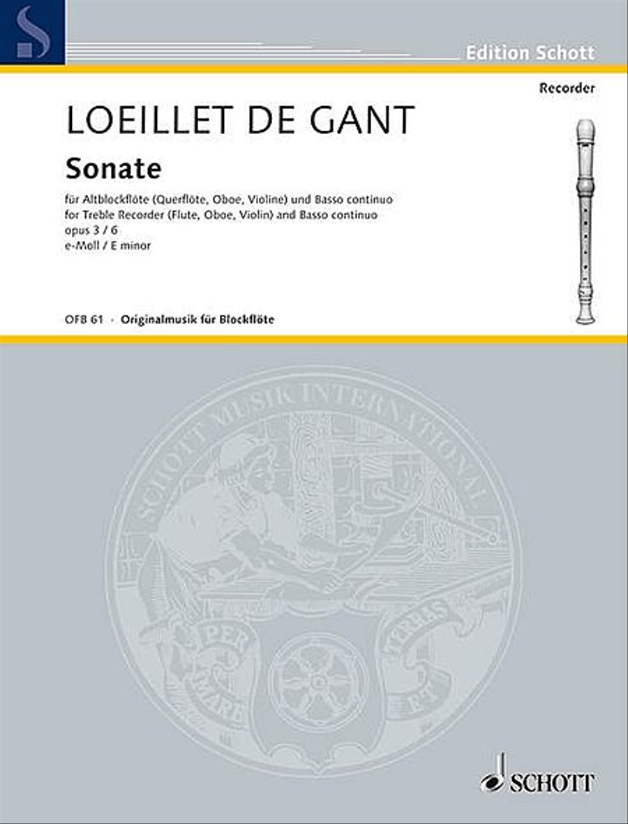 Sonata No. 6 in E minor, Op. 3 Alto Recorder scores gallery preview page 1