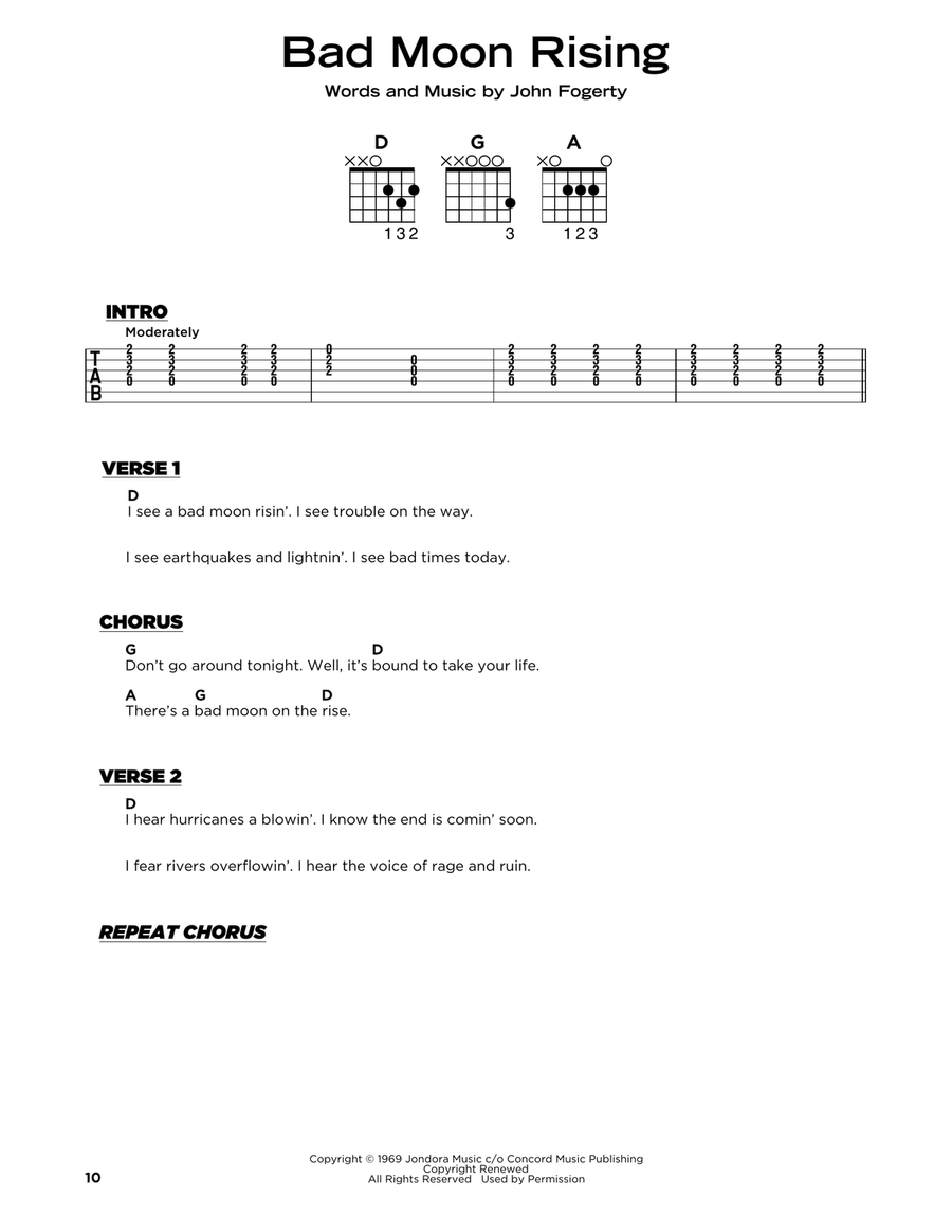 Bad Moon Rising Acoustic Guitar scores gallery preview page 1