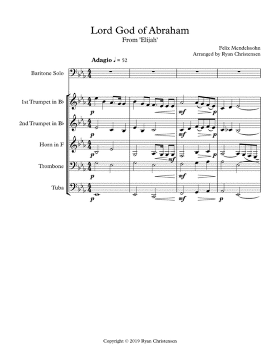 Lord God of Abraham- For Baritone Solo and Brass Quintet image number null