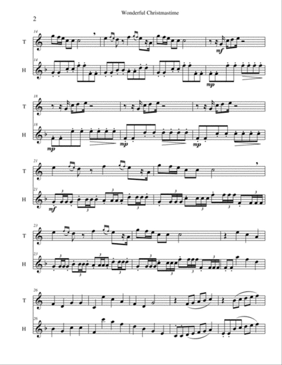 Wonderful Christmastime Brass Duet scores gallery preview page 2