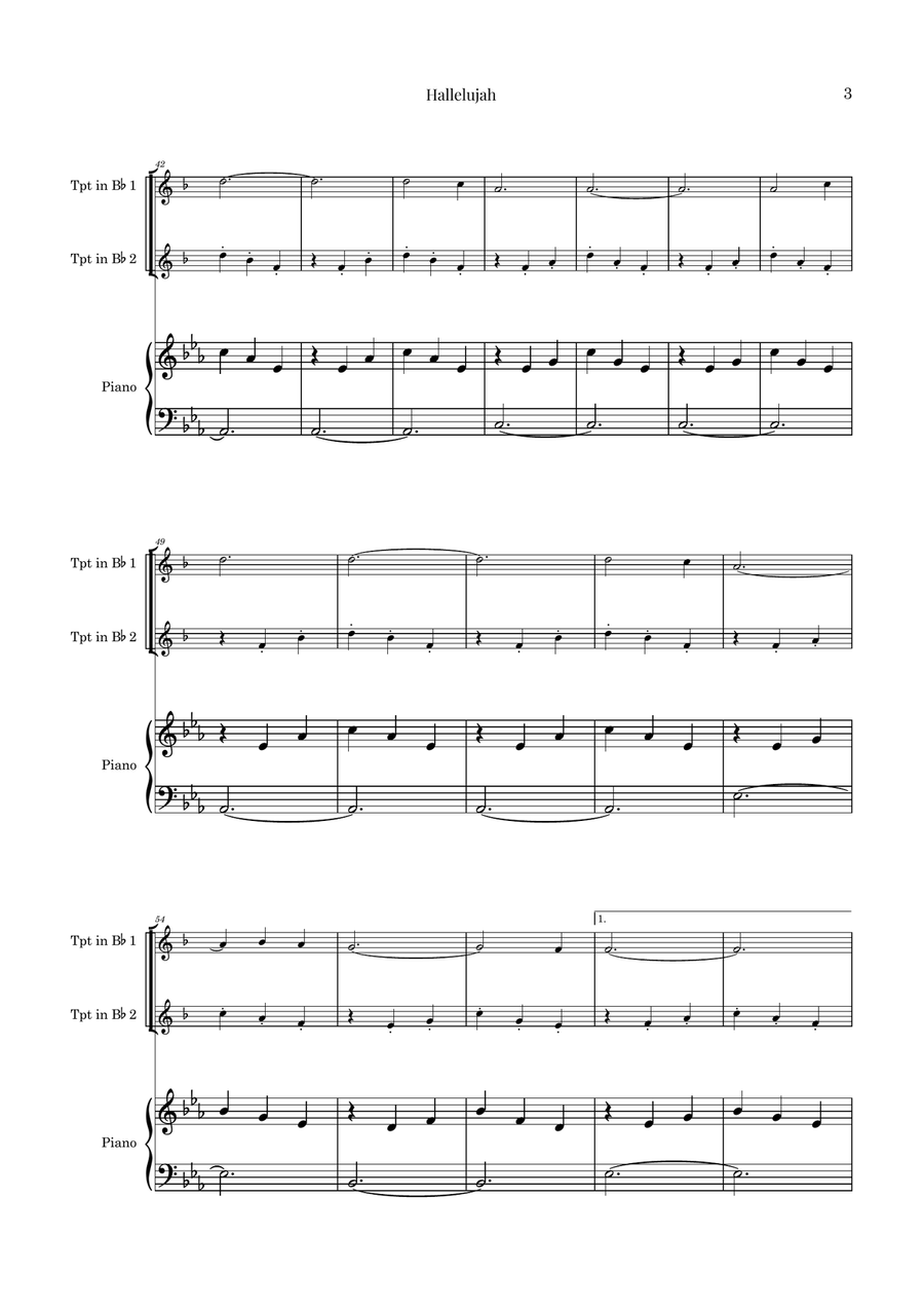 Hallelujah Trumpet Duet scores gallery preview page 3