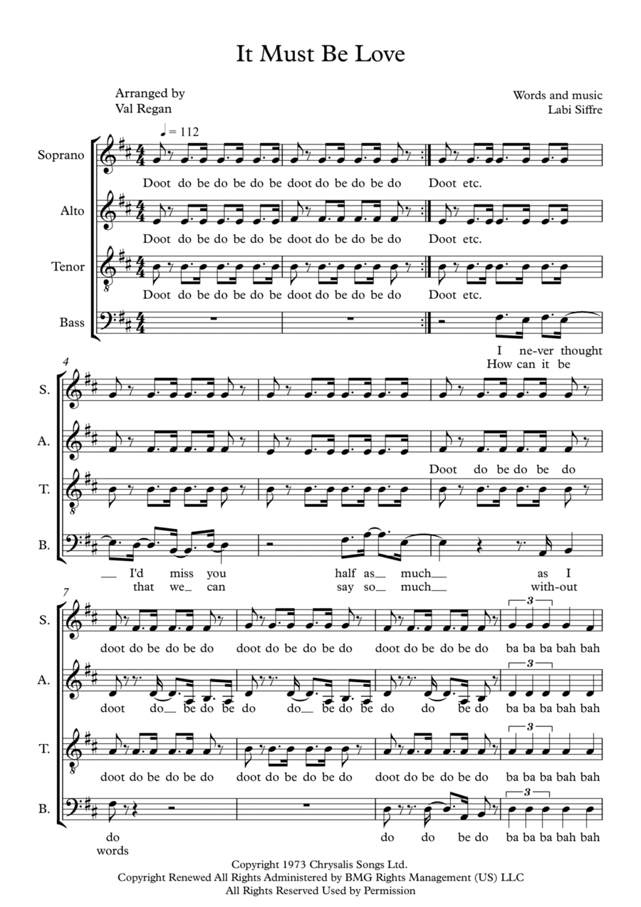 It Must Be Love 4-Part scores gallery preview page 1