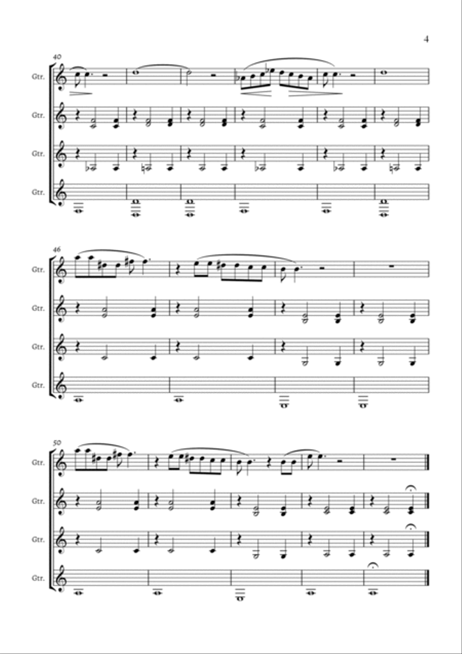 Gnossienne nº 3 (4 Guitars) - Score Only Guitar Ensemble scores gallery preview page 5