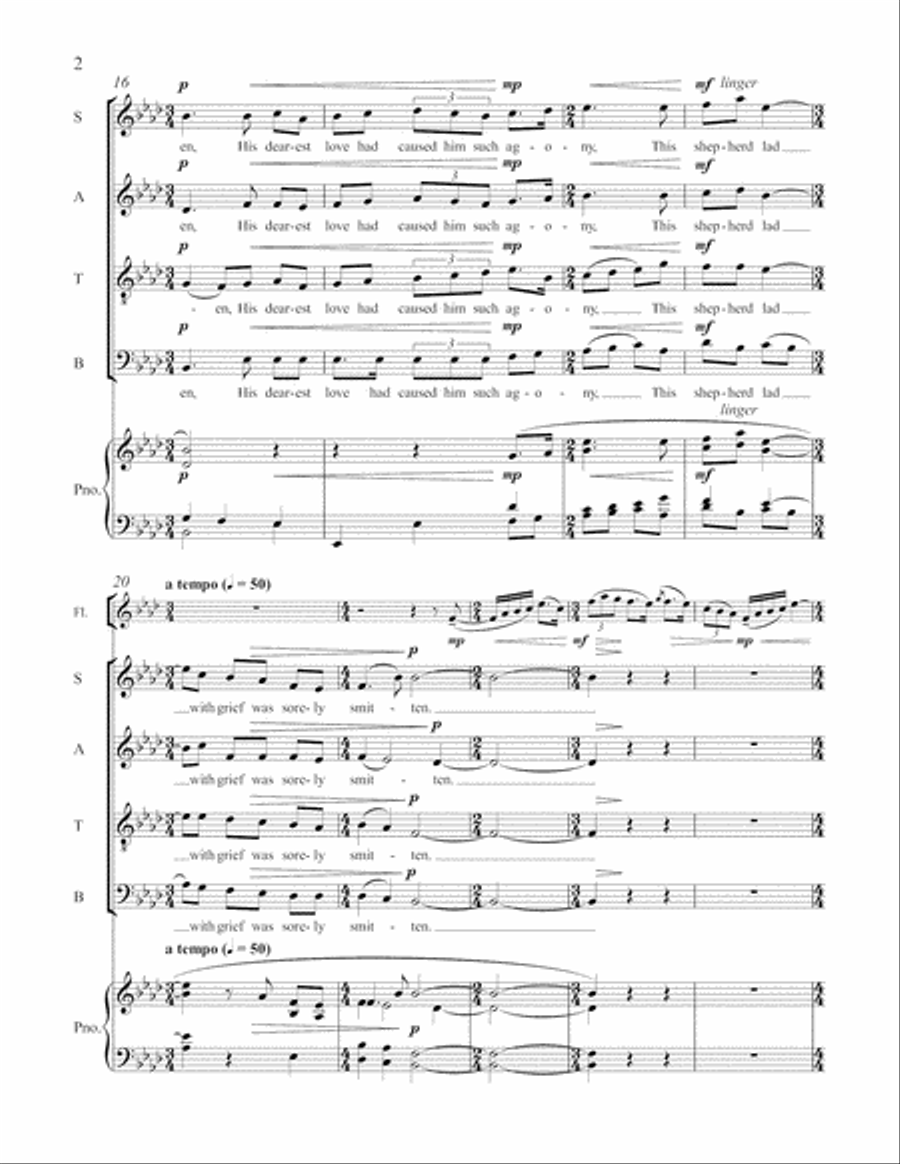 Three Sacred Songs: 2. The Shepherd Lad 4-Part scores gallery preview page 3
