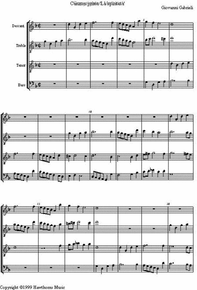 Four 4-Part Canzonas from Canzoni per sonare - Score and parts image number null