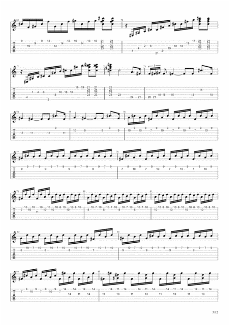 Moonlight Sonata - 3rd Movement guitar solo Classical Guitar scores gallery preview page 5